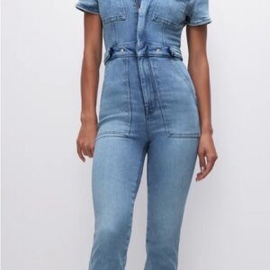 Good American Light Blue Denim Jumpsuit